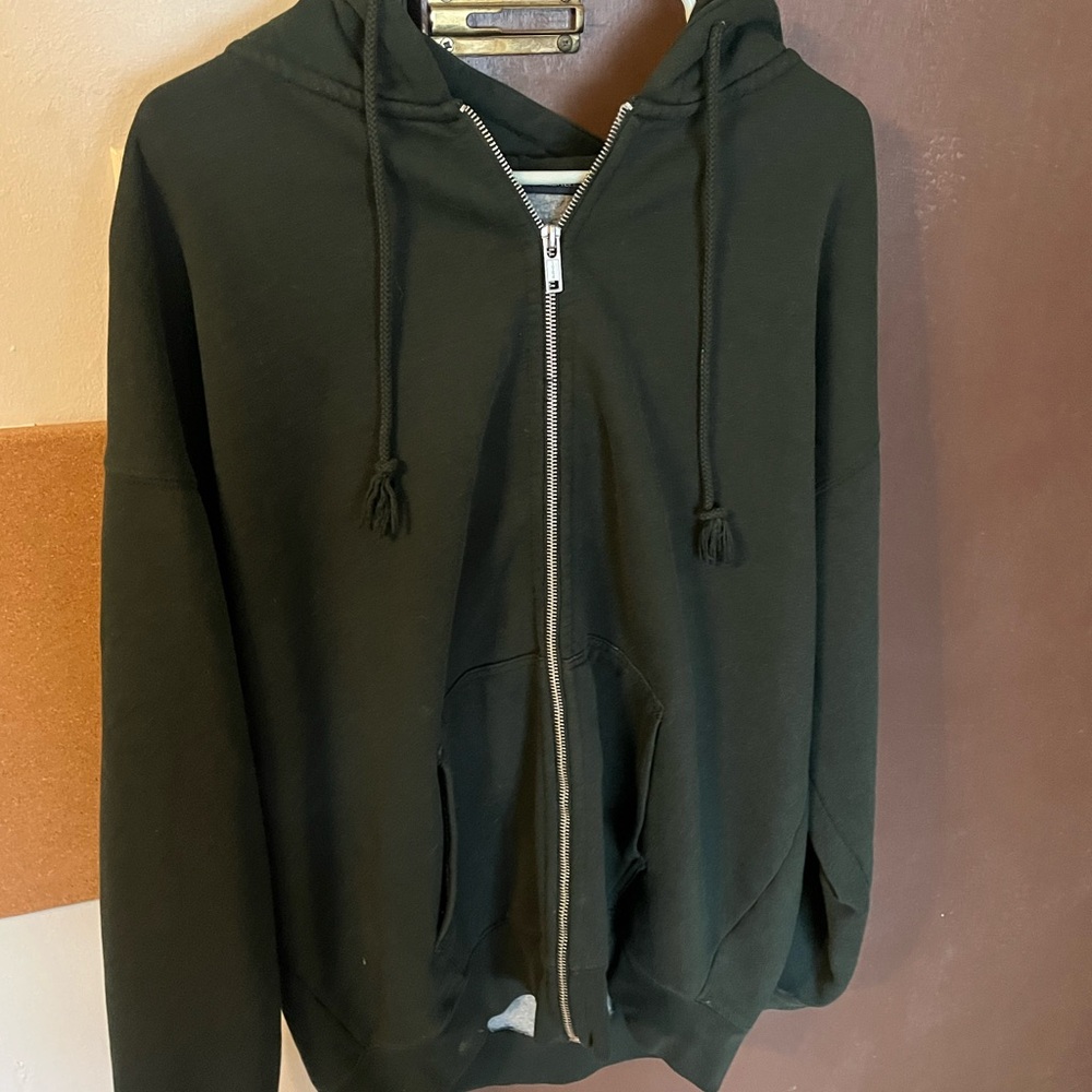 Women’s Brandy Olive Zip-Up Oversized Hoodie - Picture 2 of 4
